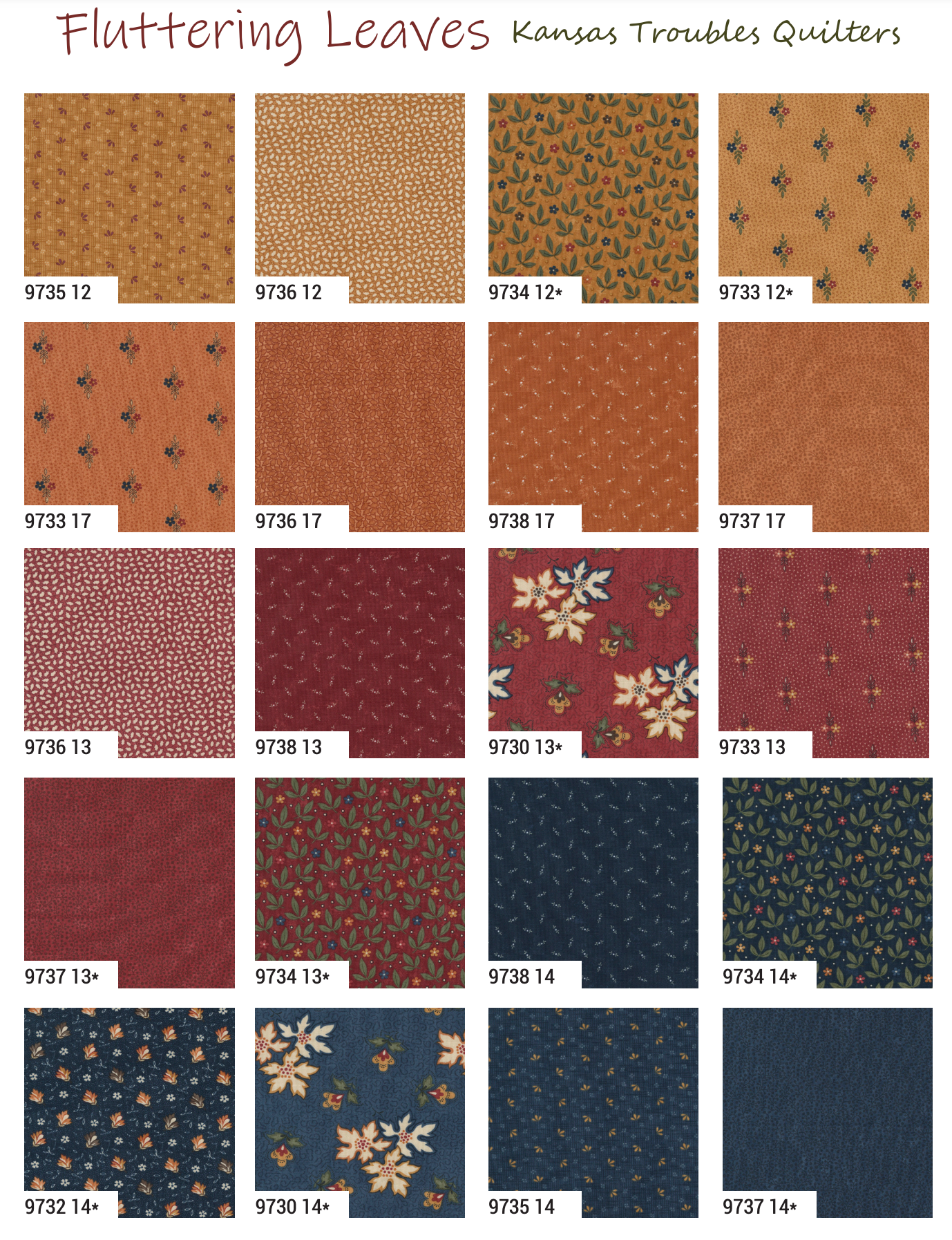 Moda Fluttering Leaves Mini Charm Pack